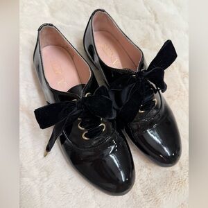 RED Valentino Women's Patent Leather Velvet Lace  Loafers, Made‎ in Italy, 36.5